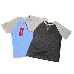 NWT | Boys' 2-Pack Raglan T-Shirts | Blue & Charcoal | Pocket Tee | 10Y